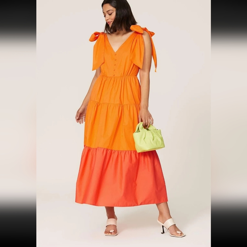 Color Me Courtney‎ Louise Maxi Dress Long Gown Bow Color Block Stripe Pockets 4